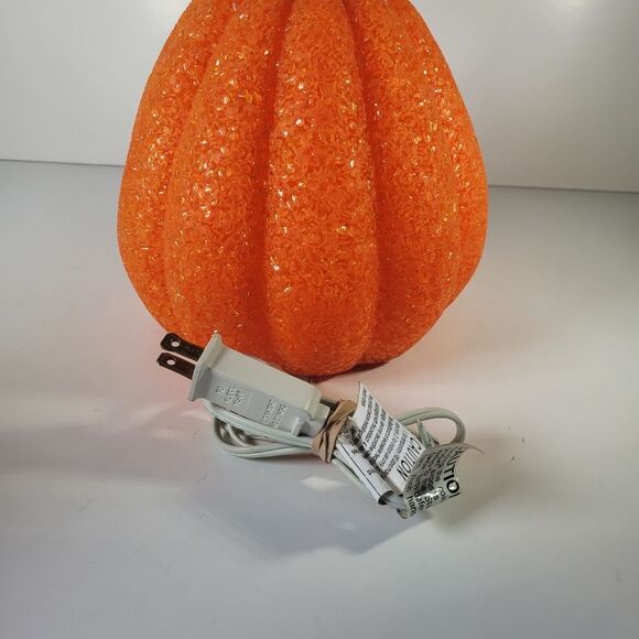 Vintage Melted Plastic Popcorn Lighted Jack O Lantern Pumpkin Halloween - Picture 5 of 6